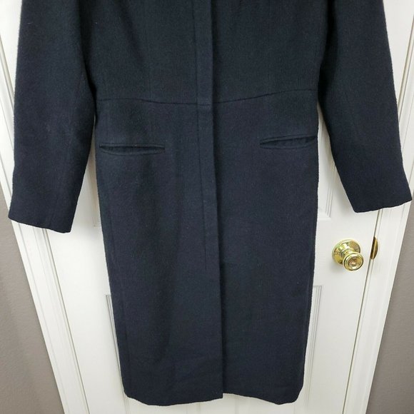 Women's Peruvian Connection Baby Llama & Lambswool Black Trench Coat Size 10 - Picture 3 of 12